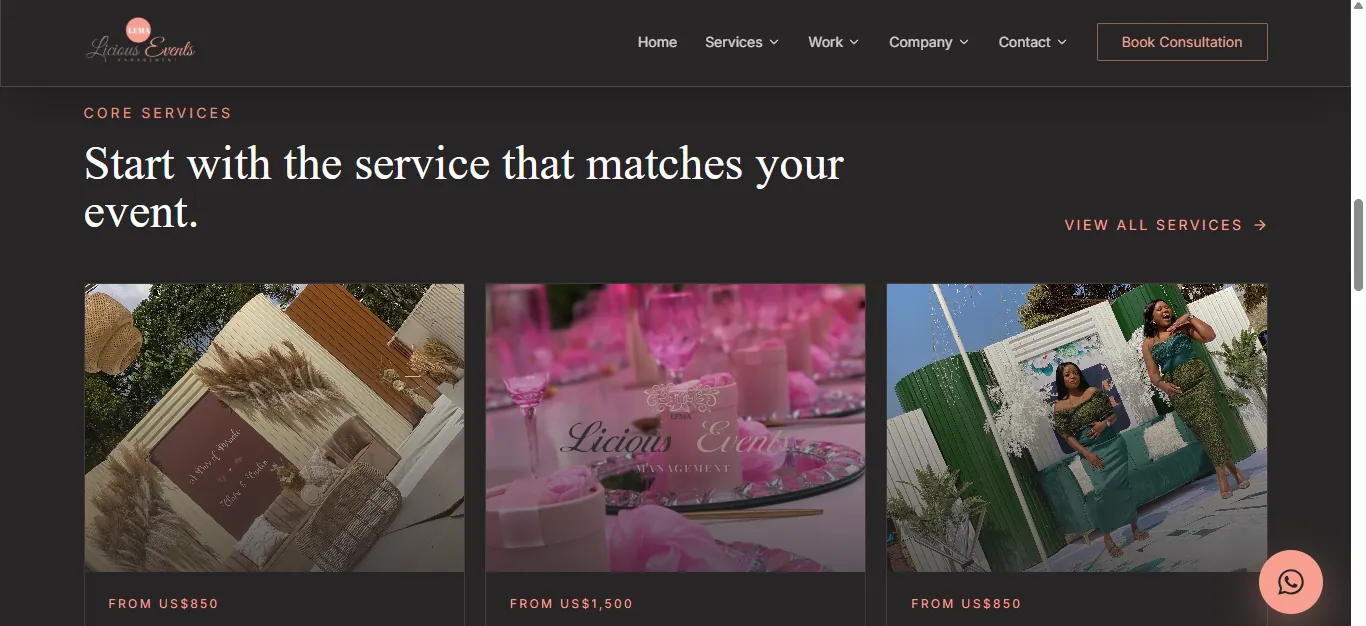 Licious Events Management project screenshot